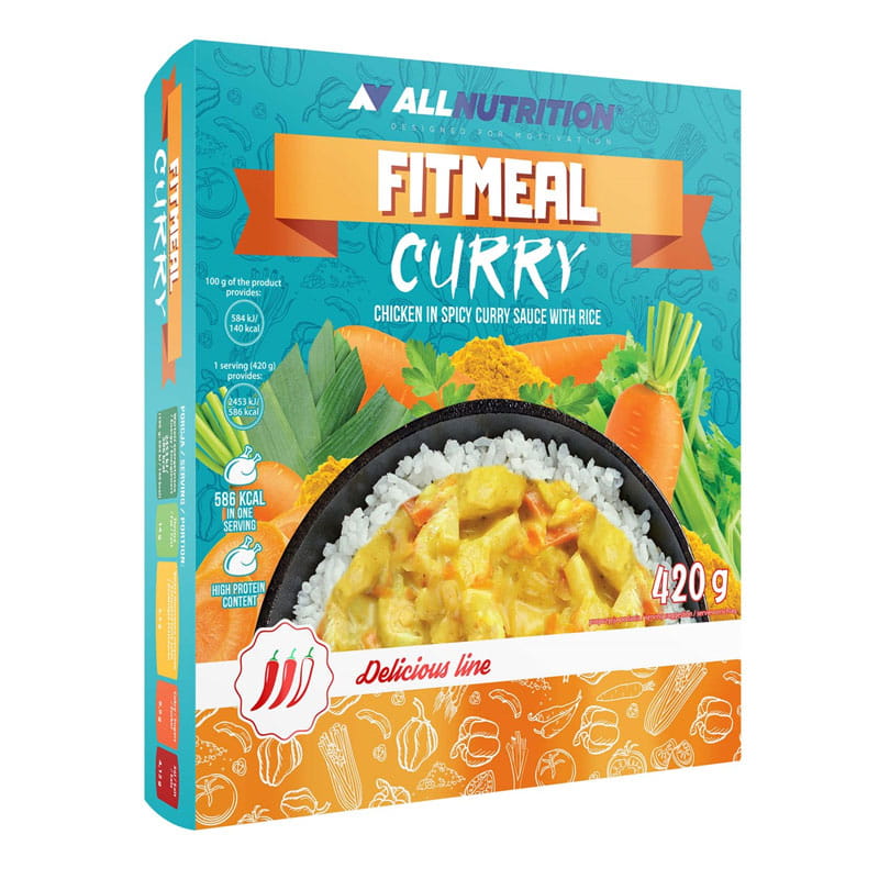 ALLNUTRITION FITMEAL CURRY 420g, kurczak w sosie curry z ryżem i warzywami