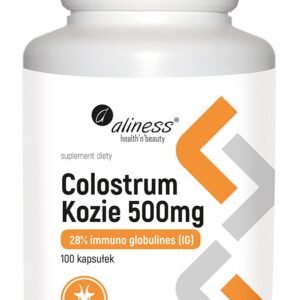 Colostrum Kozie Aliness 500mg 28% 100 kapsułek Wsparcie Odporności