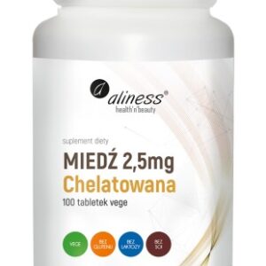 Miedź Chelatowana Aliness 2,5 mg 100 tabletek Wysoka Przyswajalność
