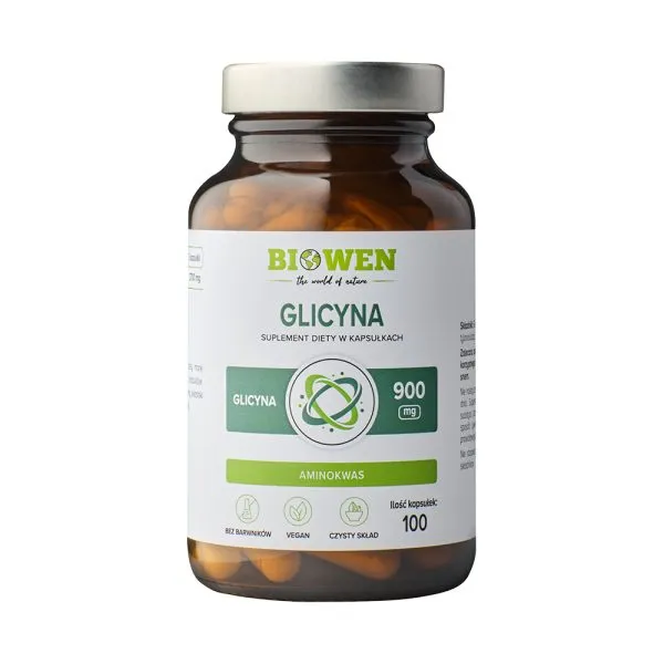 Glicyna Biowen 900mg 100 Kapsułek Regeneracja i Sen