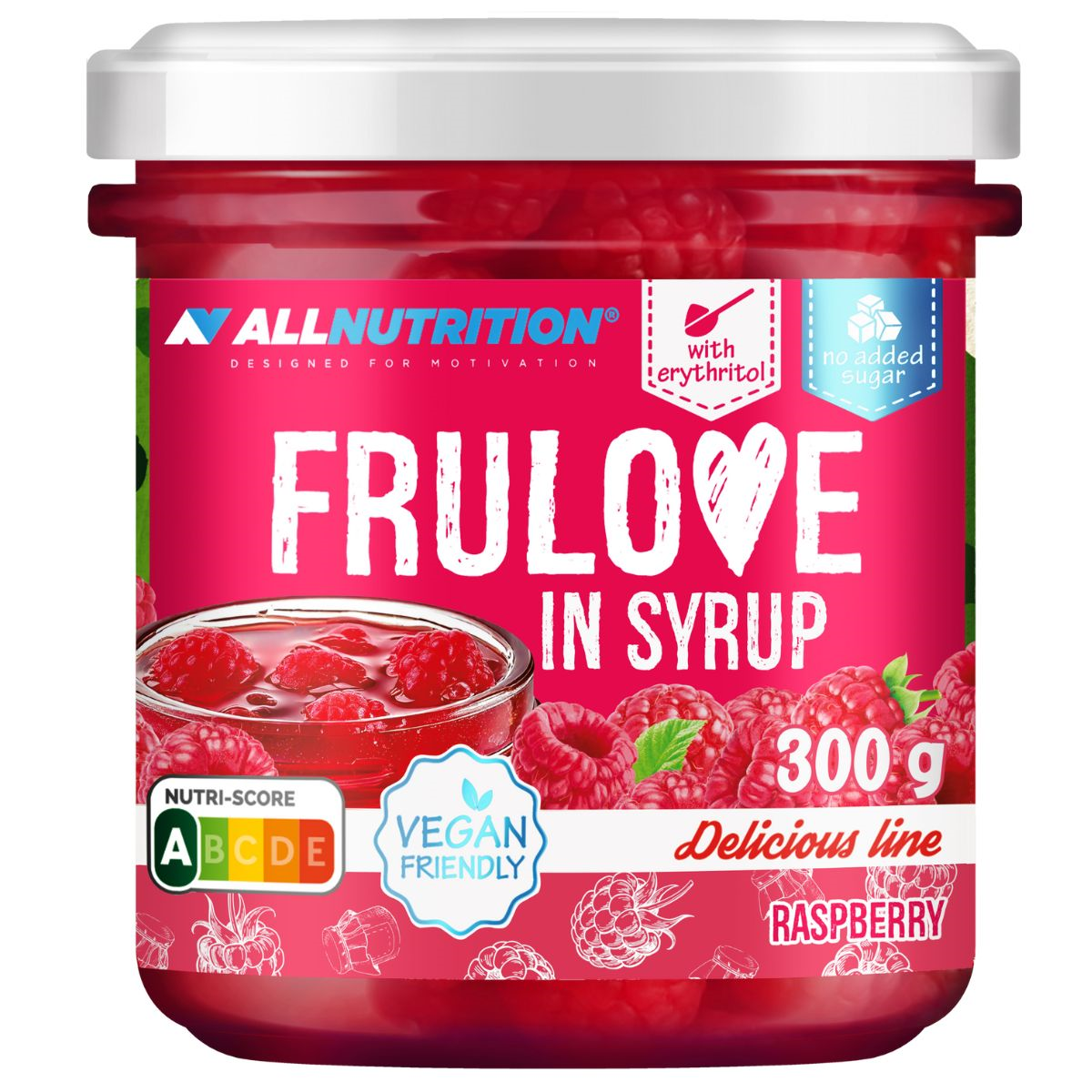 Owoce w Żelu Allnutrition Frulove In Syrup 300g Malinowy