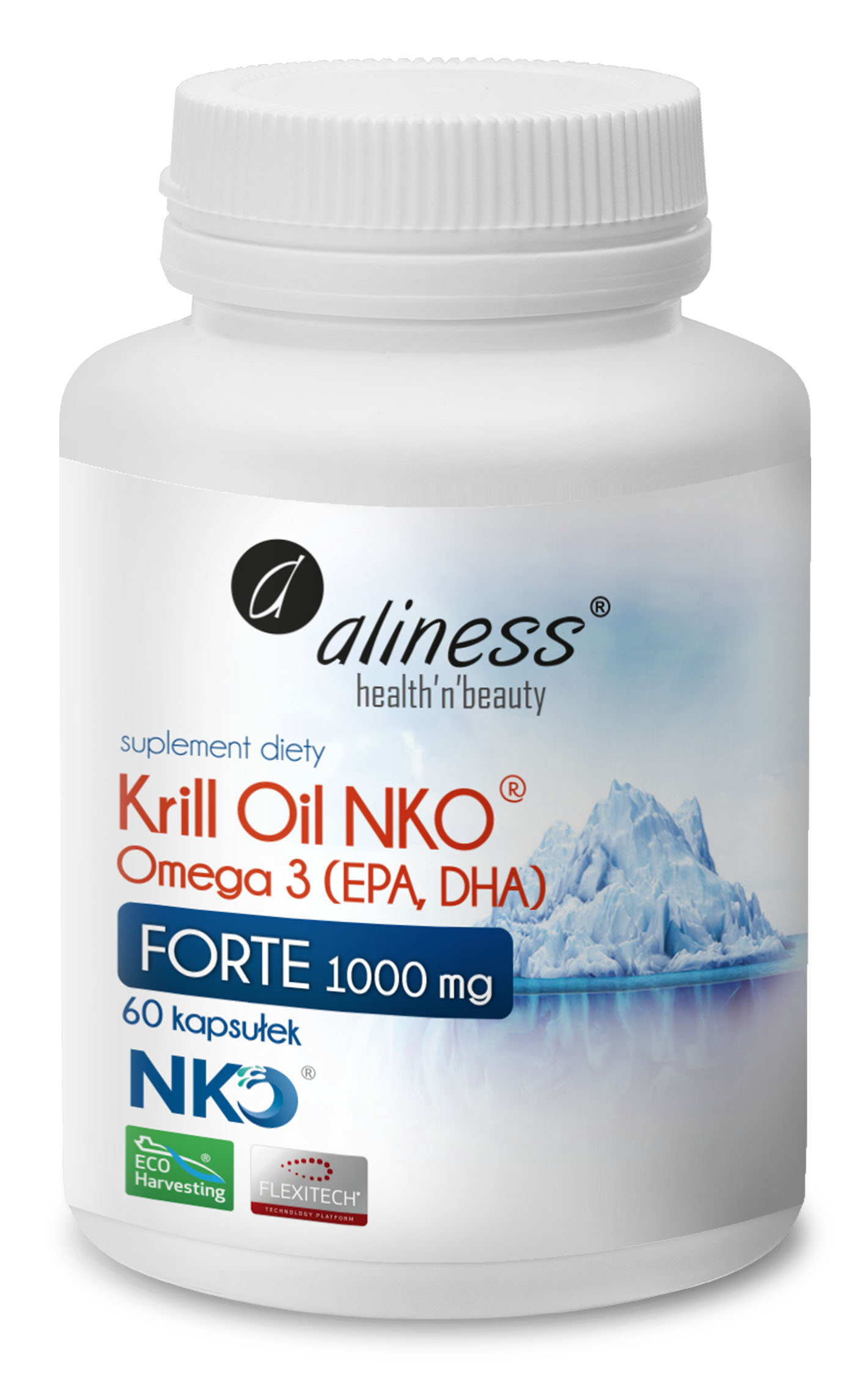 Kwasy Omega-3 Aliness Krill Oil NKO Astaksantyna 1000mg 60 kapsułek
