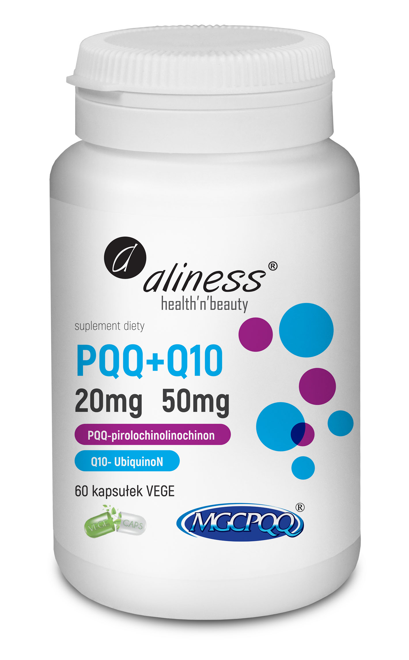 PQQ Aliness Q10 20mg 50mg 60 kapsułek