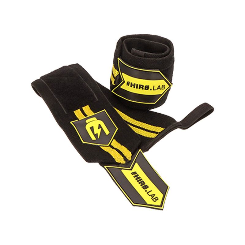 Opaski na nadgarstki Hiro Lab Wrist Wrap Rubber czarno-żółte
